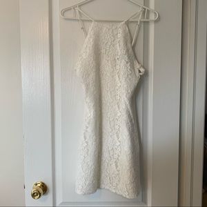 Forever21 White Lace Floral Halter Front Dress - Small